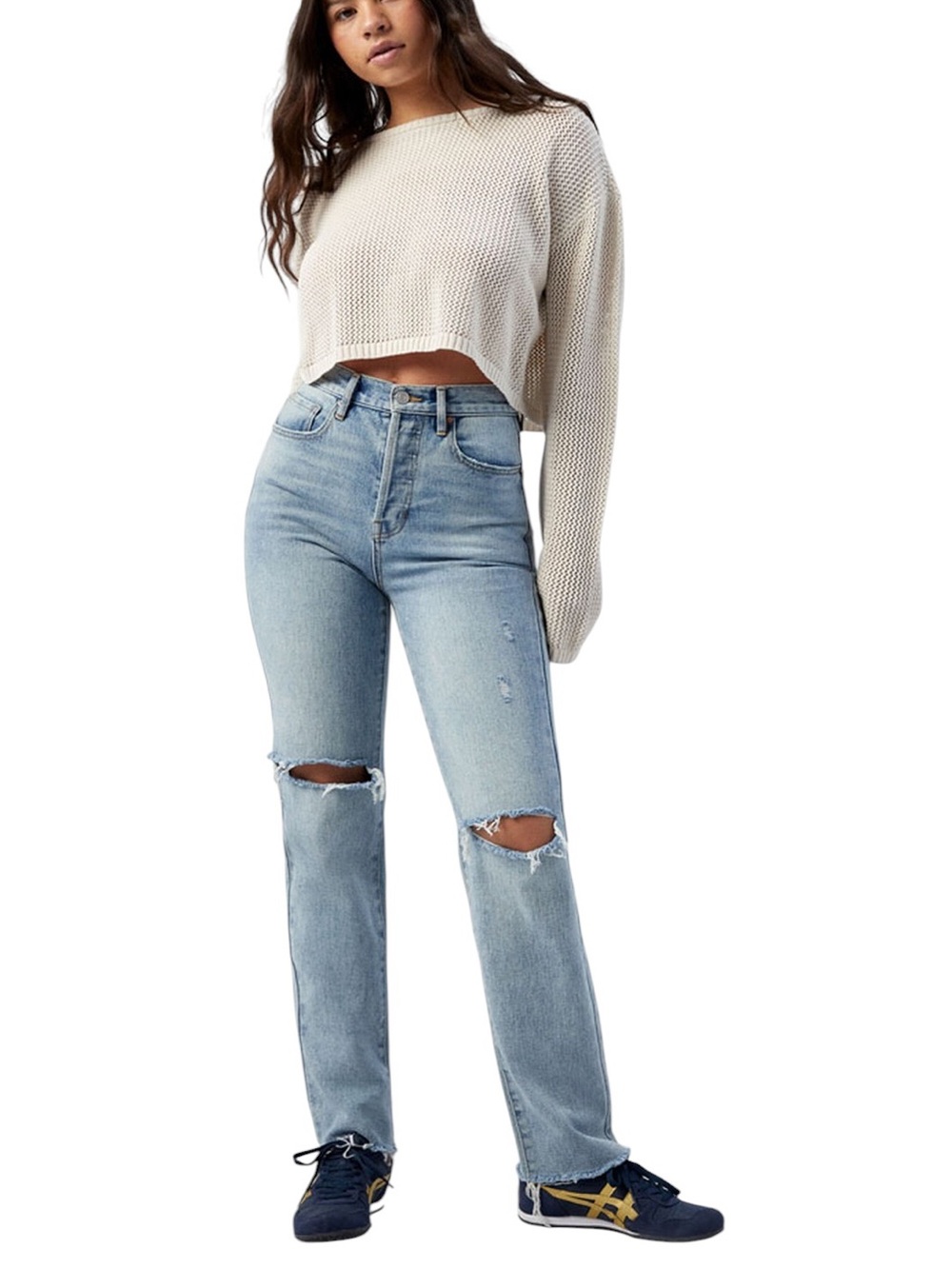 EUC PacSun Dad Jeans Women's 24 Light Wash Distressed High Rise Denim